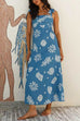 Bow Shoulder Sleeveless Seashell Print Maxi Dress