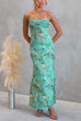 Adjustable Strap Floral Print Mesh Overlay Maxi Dress