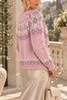 Febedress Button Down Printed Sweater Cardigan