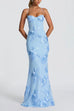 Febedress Backless Lace-up Corset Flower Embroidery Maxi Cami Dress