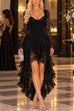 Febedress Long Sleeve High-Low Ruffle Hem Lace Dress