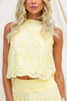 Sleeveless Buttons Detail Floral Lace Hollow Out Top