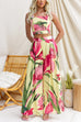 Sleeveless Crop Top and Wide Leg Pants Printed Set