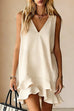 Febedress V Neck Sleeveless Ruffle Layered Mini Dress