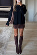 Febedress Crewneck Drop Shoulder Solid Knitted Pullover Sweater