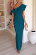 Draped One Shoulder Bodycon Maxi Party Dress