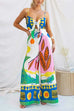 Febedress Spaghetti Strap Cut Out Unique Print Wide Leg Jumpsuit