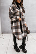 Febedress Long Sleeves Button Up Plaid Casual Shacket Jacket
