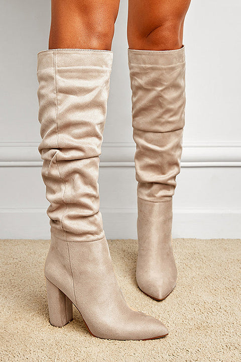 Febedress Pointed Toe Chunky Block High Boots