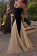 Febedress Spaghetti Strap Low Cut Color Block Swing Maxi Dress