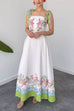 Bow Shoulder Sleeveless Floral Print Maxi Dress