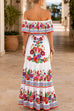 Febedress Off Shoulder Floral Print Ruffle Maxi Dress