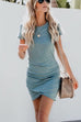 Febedress Short Sleeve Ruched Seafoam Mini Dress