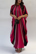 Dolman Sleeves Striped Caftan Maxi Vacation Dress