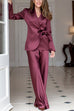 Collared Bow Knot Waist Satin Wrap Blazer