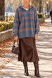 Febedress Plaid Hooded Relaxed Fit Pullover Sweater(in 6 Colors)
