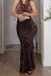 High Rise Back Slit Glam Sequin Maxi Skirt