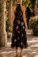 Febedress Sleeveless High Waist Floral Print Flowy Midi Dress