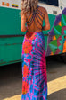 Febedress Strappy Backless Tie Dye Maxi Dress