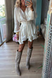Febedress Lantern Long Sleeves Waisted Ruffle Mini Dress