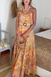 Febedress Spaghetti Strap Floral Print Chiffon Maxi Dress