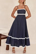 Febedress Spaghetti Strap Ric Rac Trim Swing Maxi Dress