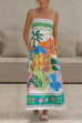 Febedress Spaghetti Strap High Waist Tropic Print Maxi Holiday Dress
