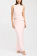 Mockneck Sleeveless Irregular Hem Top Low Rise Maxi Skirt Set