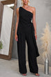 One Shoulder Sleeveless Tie Knot Top High Rise Wide Leg Pants Set