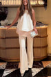 Tie Knot Shoulder Sleeveless Fringe Hem Top