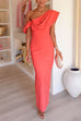 Draped One Shoulder Bodycon Maxi Party Dress