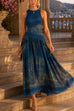 Febedress Crewneck Sleeveless Printed Flowy Maxi Dress