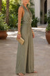 Febedress Halter Cowl Neck Sleeveless Top Elastic Waist Wide Leg Pants Set