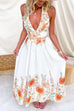 Halter V Neck Lace-up Backless Sunflower Print Maxi Dress
