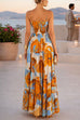 Spaghetti Strap Floral Print Ruffle Tiered Maxi Dress