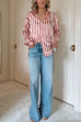 Febedress Long Sleeves Button Down Striped Blouse Shirt