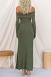 Chic Off Shoulder Long Sleeves Knot Detail Maxi Dress