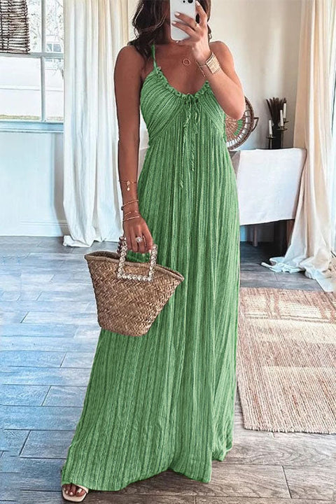 Febedress Halter Backless Tie Knot Printed Maxi Vacation Dress