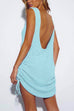 Febedress Backless Side Drawstring Knit Cover Up Dress