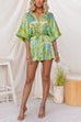 Button Up Tie Waist Paisley Print Romper