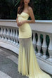 Febedress Strapless Tube Flare Mesh Maxi Party Dress
