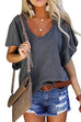 Febedress V Neck Flare Sleeve Summer T Shirt