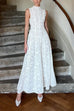 Febedress Mockneck Sleeveless A-line Lace Maxi Dress