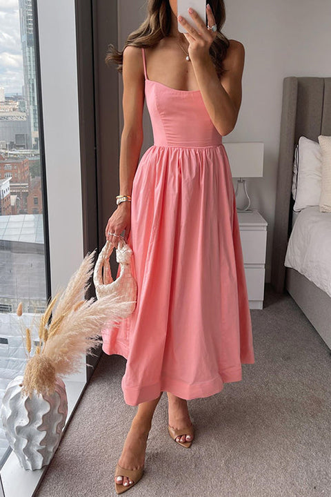Febedress U Neck Waisted Swing Maxi Cami Dress