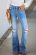 Febedress Flare Bottoms Ripped Buttons Jeans