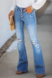 Febedress Flare Bottoms Ripped Buttons Jeans