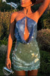 Febedress Halter Cut Out Open Back Sequin Mini Dress