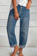 Febedress Boyfriend Style Button Down Straight Leg Jeans