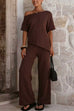 High Rise Solid Wide Leg Knit Pants