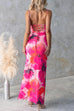 Backless Lace-up Floral Print Bodycon Maxi Cami Dress